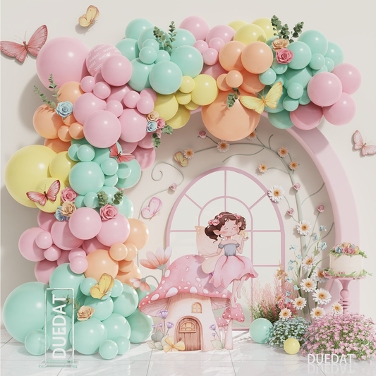 Fairy Wonderland Birthday Party Decorations,161Pcs Fairy Balloon Arch Garland Kit Pink Green Balloons for Girls Fairytale Spring Garden Tea Party Bride Baby Shower